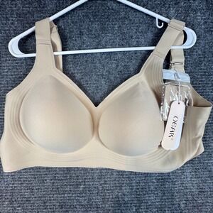 OAEK Full‎ Coverage Seamless Comfort Wireless Bra Plus Size 2XL Beige